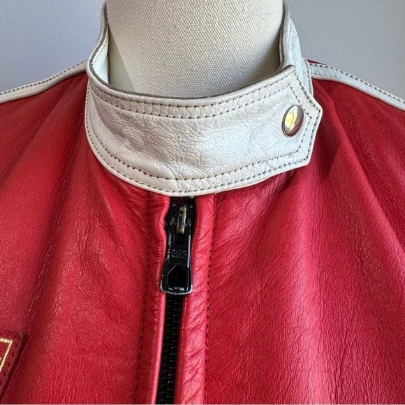 Vintage 70s 80s Swift Leathers Red Moto Racing Jacket Mens S Womens M Authentic - Picture 12 of 16